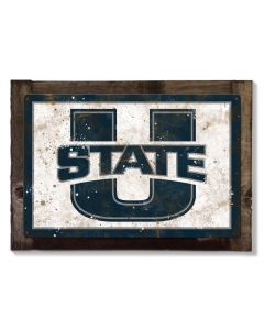 Utah State Wall Art, NCAA Rustic Metal Sign, Optional Rustic Wood Frame, College Teams, Mascots, and Sports