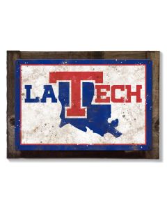 Louisiana Tech Wall Art, NCAA Rustic Metal Sign, Optional Rustic Wood Frame, College Teams, Mascots, and Sports