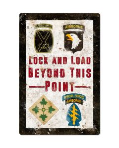 Lock and Load Beyond This Point, Military Armed Forces Wall Art, Metal Sign, Optional Wood Frame