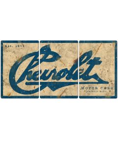 Chevrolet Wall Art, Triptych METAL Sign, Optional Barn Wood Style Frame