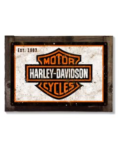 Harley Davidson Wall Art, Metal Sign, Optional Wood Frame