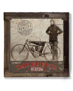 Daredevil Derkum, Motorcycles Wall Art, Metal Sign, Optional Wood Frame