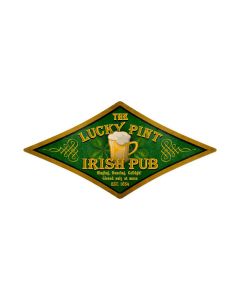 Lucky Pint, Food and Drink, Diamond Metal Sign, 24 X 12 Inches
