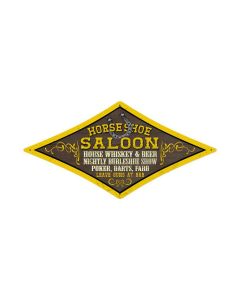Horse Shoe Saloon, Food and Drink, Diamond Metal Sign, 24 X 12 Inches