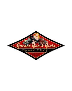 Grease Gas Girls, Automotive, Diamond Metal Sign, 14 X 24 Inches