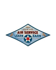 Air Service, Aviation, Diamond Metal Sign, 22 X 14 Inches