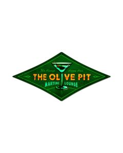 Olive Pit, Food and Drink, Diamond Metal Sign, 14 X 22 Inches