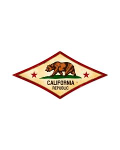 California Flag, Home and Garden, Diamond Metal Sign, 24 X 12 Inches