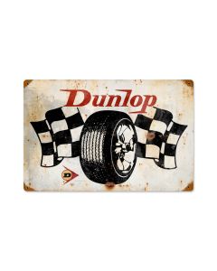 Dunlop Flags, Automotive, Vintage Metal Sign, 18 X 12 Inches