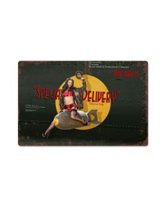 Special Delivery, Pinup Girls, Metal Sign, 18 X 12 Inches