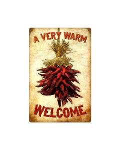 Welcome Chilies, Food and Drink, Vintage Metal Sign, 12 X 18 Inches