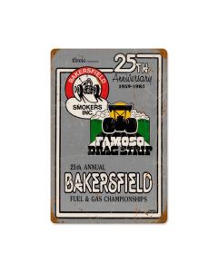 25th Ann Bakersfield, Automotive, Vintage Metal Sign, 18 X 12 Inches