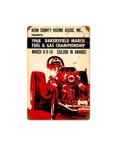 Bakersfield 1968, Automotive, Vintage Metal Sign, 18 X 12 Inches
