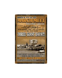 Bakers Field March Meet 2011, Automotive, Vintage Metal Sign, 12 X 18 Inches