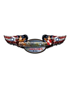 Liberator, Aviation, Winged Oval Metal Sign, 10 X 35 Inches