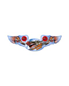 Flying Tigers, Aviation, Winged Oval Metal Sign, 35 X 10 Inches