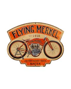 Flying Merkel, Motorcycle, Custom Metal Shape, 17 X 13 Inches