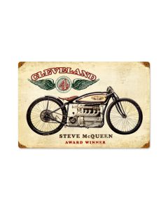 Cleveland Steve McQueen, Motorcycle, Vintage Metal Sign, 18 X 12 Inches