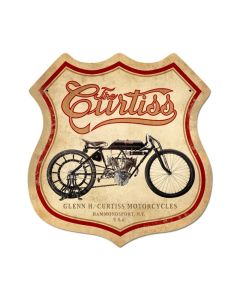 Curtiss, Motorcycle, Shield Metal Sign, 15 X 15 Inches