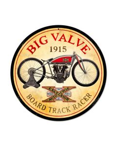 Excelsior Big Valve, Motorcycle, Round Metal Sign, 14 X 14 Inches