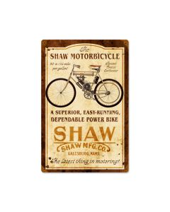 Shaw Motorbike, Motorcycle, Vintage Metal Sign, 12 X 18 Inches