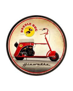Doodle Bug, Motorcycle, Round Metal Sign, 14 X 14 Inches