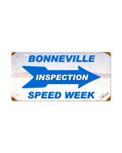 Bonneville Inspection Speed Week, Automotive, Vintage Metal Sign, 24 X 12 Inches
