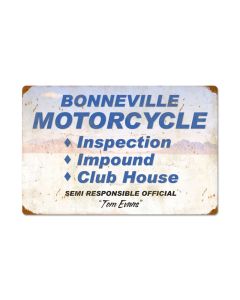 Bonneville Motorcycle Inspection, Automotive, Vintage Metal Sign, 24 X 16 Inches