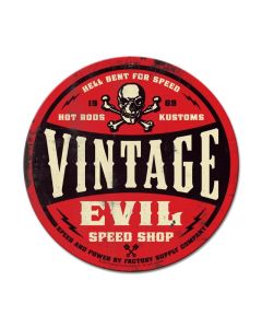 VE002 Red Round, Automotive, Round Metal Sign, 14 X 14 Inches