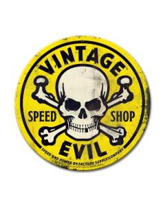 VE007 Round Yellow, Automotive, Round Metal Sign, 14 X 14 Inches