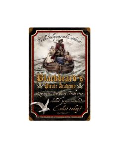 Pirate Academy, Humor, Vintage Metal Sign, 12 X 18 Inches