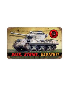 Seek Strike Destroy, Allied Military, Vintage Metal Sign, 8 X 14 Inches