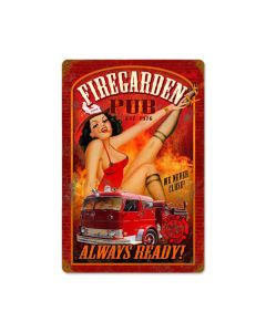 Fire Garden, Pinup Girls, Vintage Metal Sign, 18 X 12 Inches
