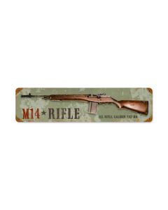 M14 Rifle, Allied Military, Vintage Metal Sign, 5 X 20 Inches