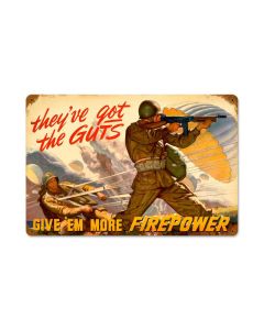 They've Got The Guts, Allied Military, Vintage Metal Sign, 18 X 12 Inches