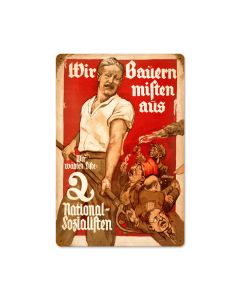 National Socialism, Axis Military, Vintage Metal Sign, 12 X 18 Inches