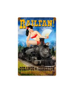 Railfan, Train and Rail, Vintage Metal Sign, 12 X 18 Inches