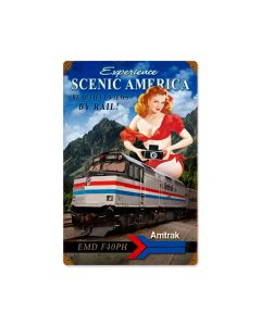 Scenic America, Pinup Girls, Vintage Metal Sign, 12 X 18 Inches
