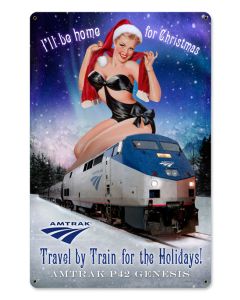 Amtrak Christmas Train, Metal Sign, Metal Sign, 12 X 18 Inches