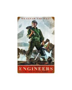 Army Corps Engineers, Allied Military, Vintage Metal Sign, 12 X 18 Inches