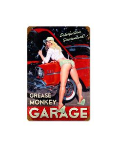 Grease Monkey Garage, Pinup Girls, Vintage Metal Sign, 12 X 18 Inches