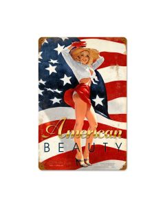 American Beauty, Pinup Girls, Vintage Metal Sign, 12 X 18 Inches