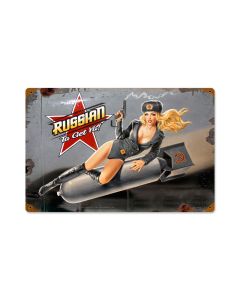 Russian Nose Art, Pinup Girls, Vintage Metal Sign, 18 X 12 Inches