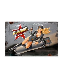 Russian Nose Art, Pinup Girls, Metal Sign, 36 X 24 Inches