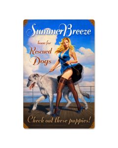 Summer Breeze, Pinup Girls, Vintage Metal Sign, 12 X 18 Inches