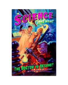 Science Gone Wild, Pinup Girls, Metal Sign, 24 X 36 Inches