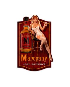 Mahogany Bourbon, Pinup Girls, Custom Metal Shape, 12 X 19 Inches