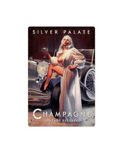 Silver Palate Champagne, Pinup Girls, Metal Sign, 24 X 36 Inches