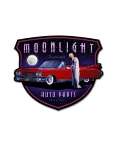 Moonlight Auto Parts, Pinup Girls, Custom Metal Shape, 30 X 25 Inches