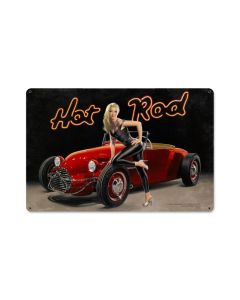 Hot Rod Large, , Vintage Metal Sign, 36 X 24 Inches